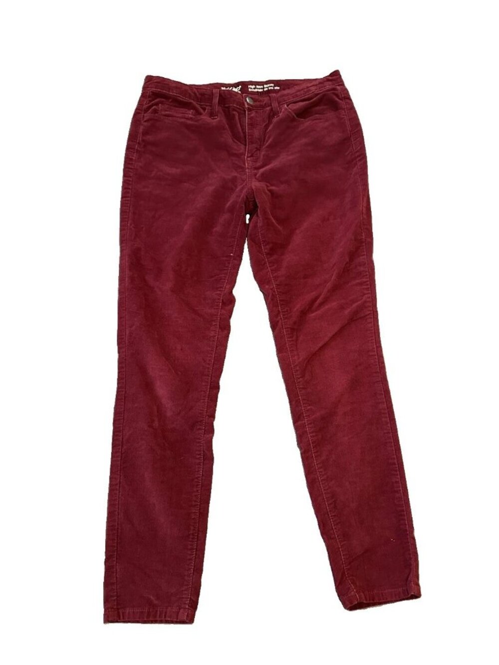 Burgundy Wine Stretch Velvet Feel Mossimo Womens Pants 8R High Rise Skinny Y2K
